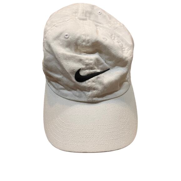 Nike Men Baseball Cap Hat‎ White Swoosh Adjustable Logo Cotton - Picture 1 of 5
